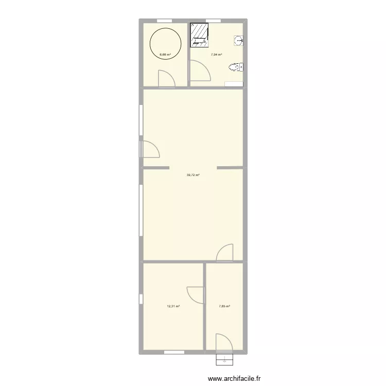 maison 4. Plan de 5 pièces et 74 m²