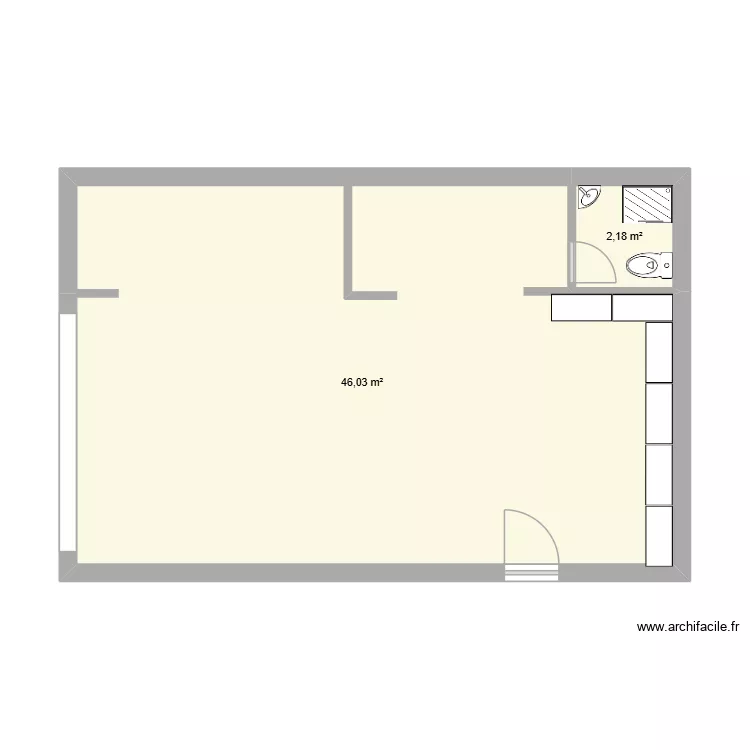 local gouilla lektrik. Plan de 2  et 48 m²