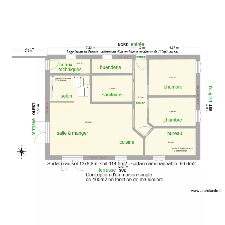 Maison Sud 100m2 03. Plan de 