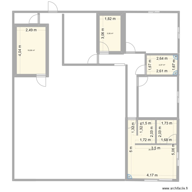 Atiha 1. Plan de 4 pièces et 40 m2