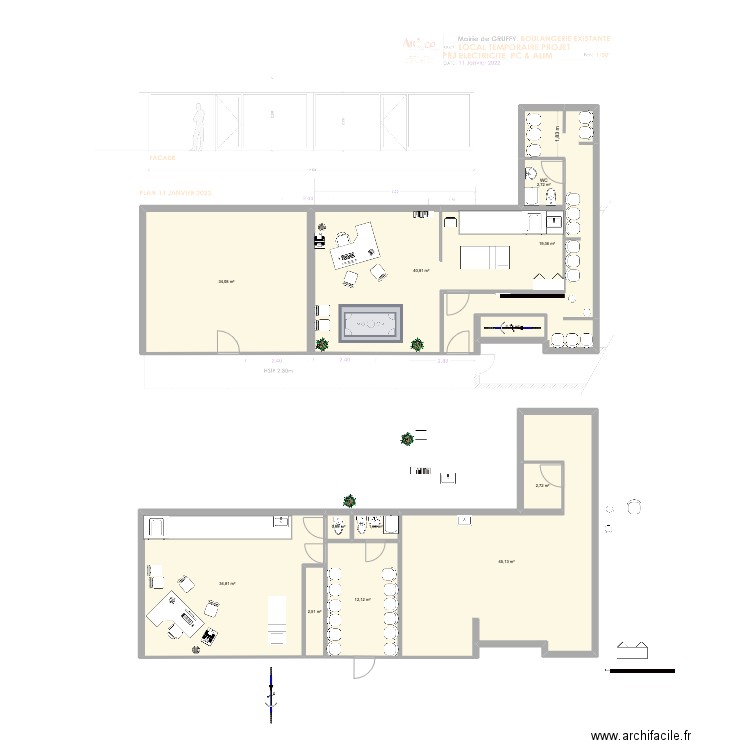 Cabinet Gruffy base de travail. Plan de 12 pièces et 199 m2