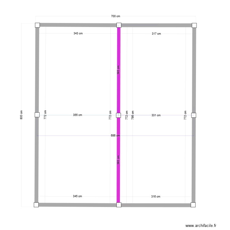 implantation pieux 2. Plan de 2 pièces et 51 m2