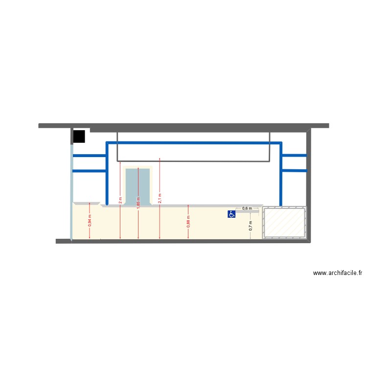 Coupe Coty Arrière 2. Plan de 4 pièces et 5 m2