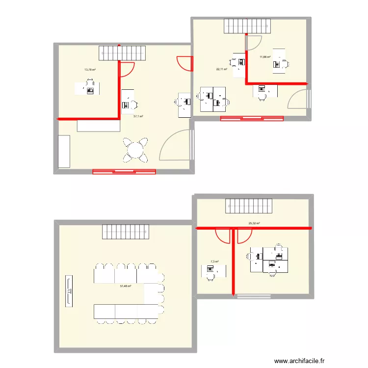 Projet Biganos V3. Plan de 7  et 169 m²