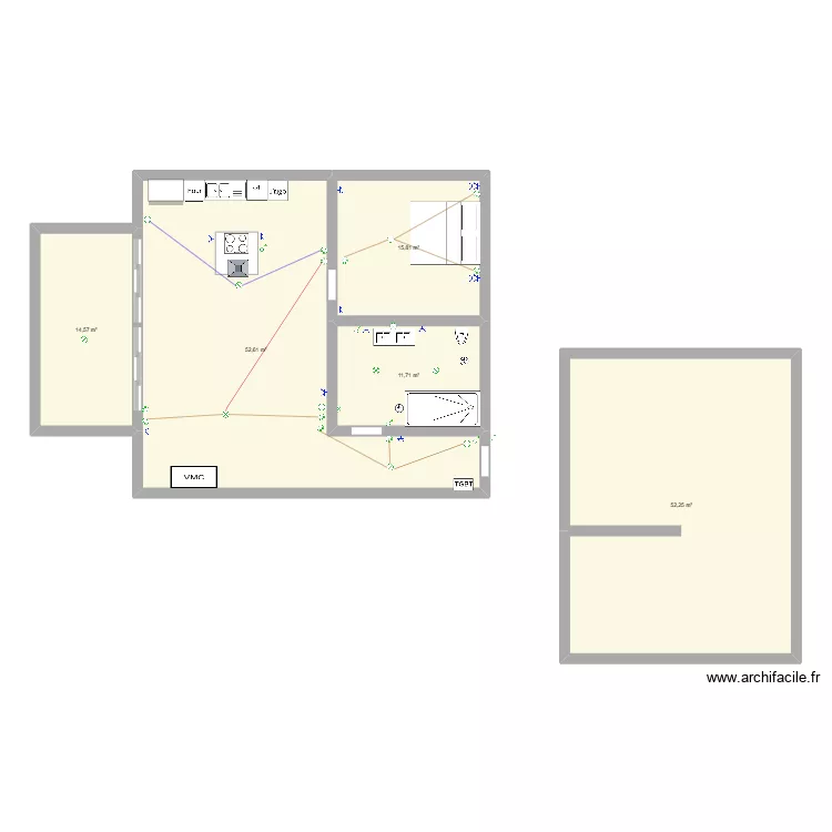 Fauconnier. Plan de 5  et 147 m²
