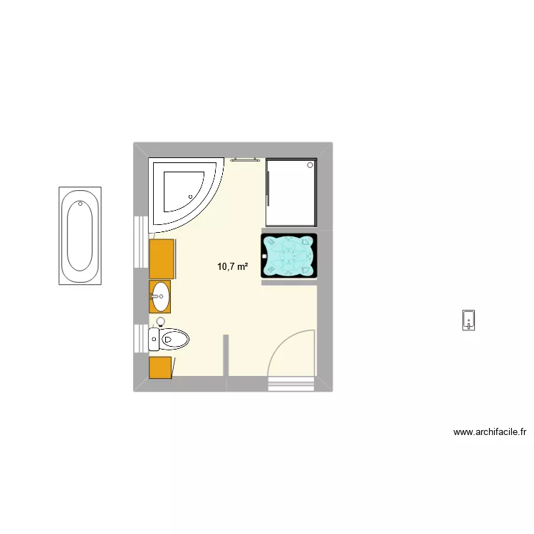 salle de bain. Plan de 1 et 11 m² salle de bain. Plan de 1 et 11 m²