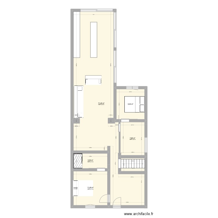 st michel ancien. Plan de 5 pièces et 104 m2