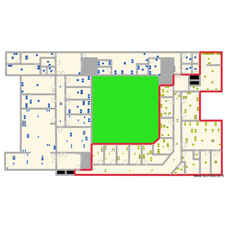 SGP. Plan de 53 pièces et 828 m2