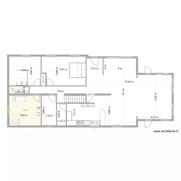 Christophe. Plan de 2  et 17 m²