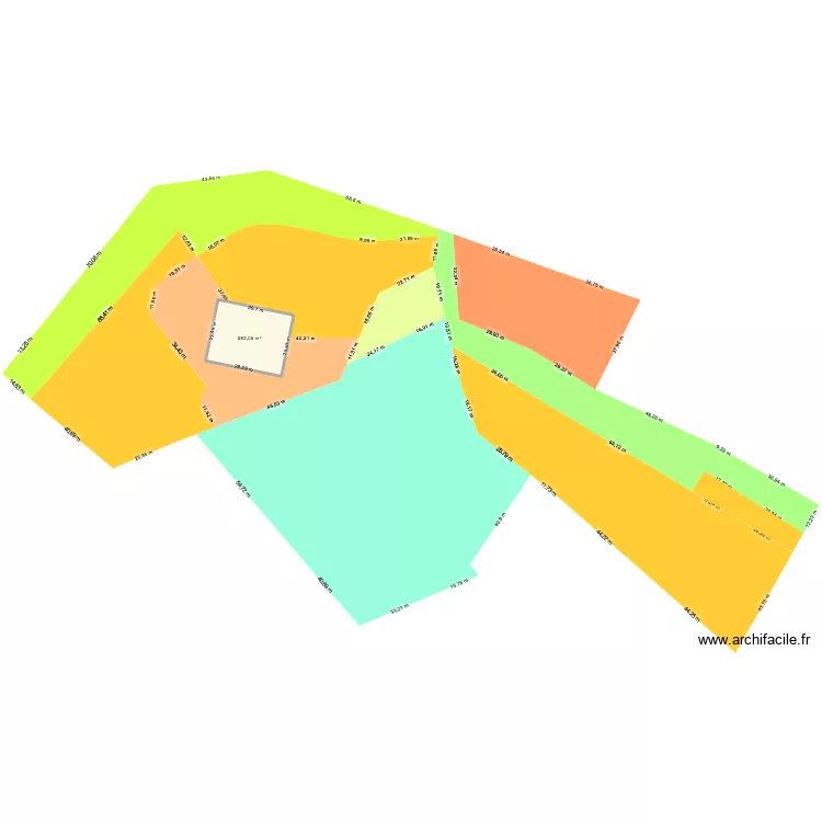 dim parcelles. Plan de 1 pièce et 682 m²