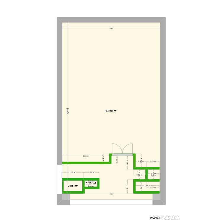 Salon Chelles avant travaux. Plan de 3 pièces et 46 m2