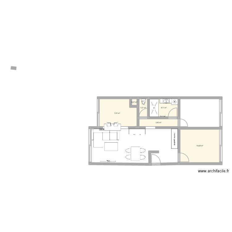 MEHD. Plan de 6 pièces et 27 m2