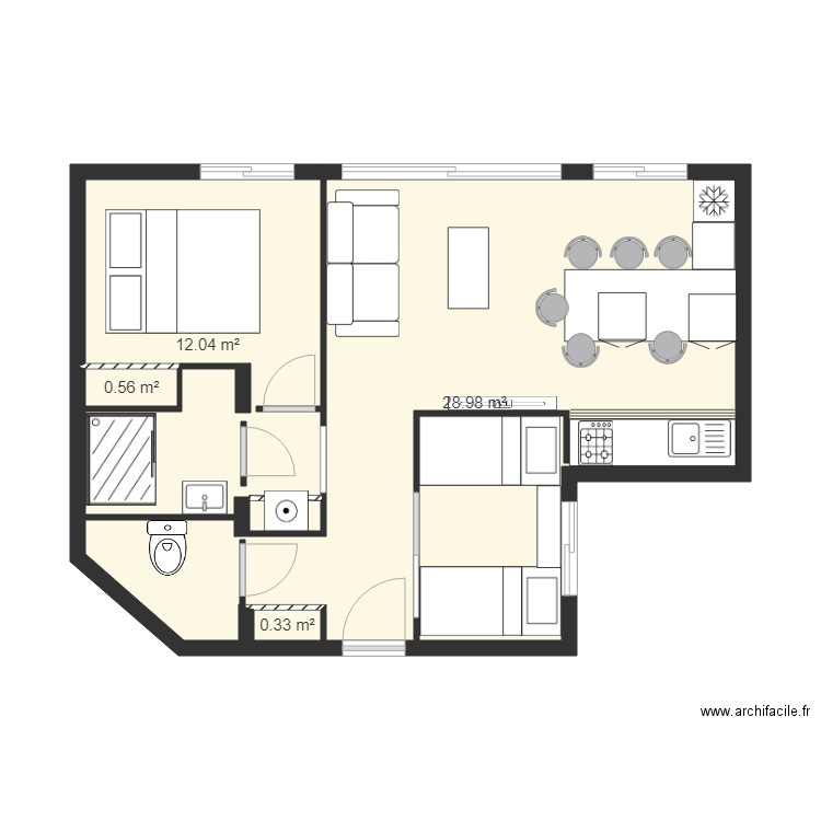 bene 10. Plan de 4 pièces et 42 m2