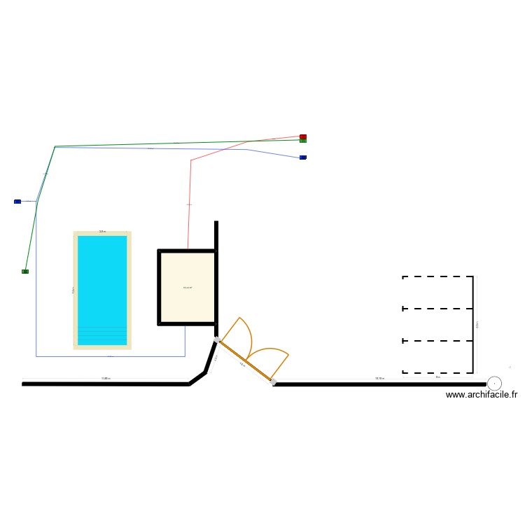 entree portail + piscine. Plan de 0 pièce et 0 m2