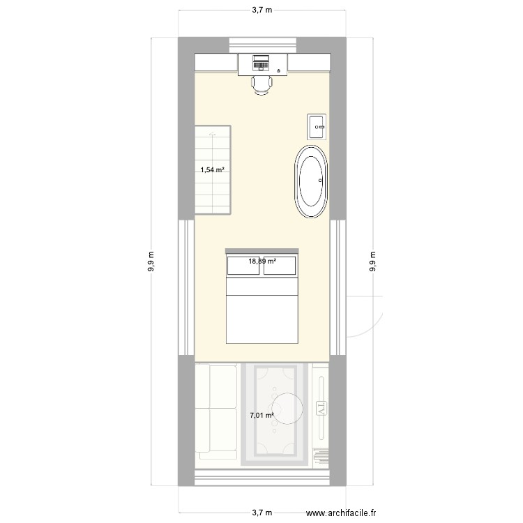 Plan rêve. Plan de 5 pièces et 63 m2