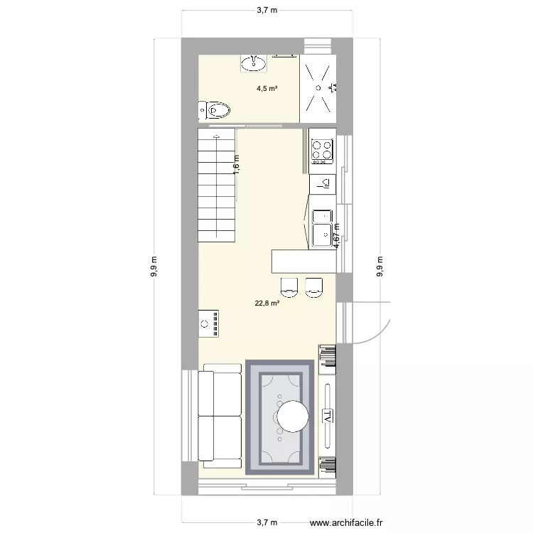 Plan r&ecirc;ve. Plan de 5 pièces et 63 m²