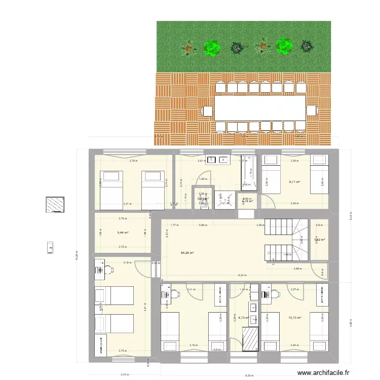 Maison MC R+1. Plan de 8  et 97 m²