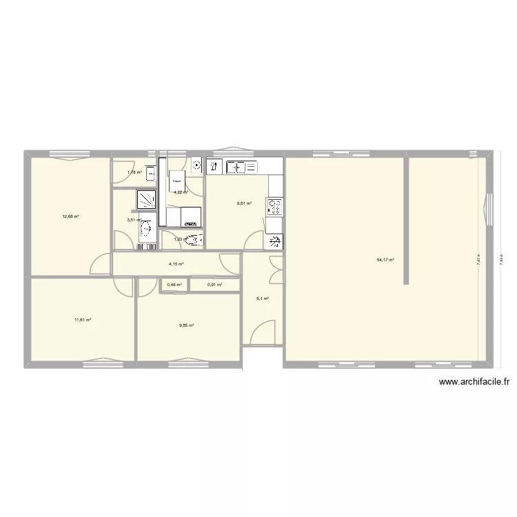 SdeB Nath. Plan de 13  et 119 m²