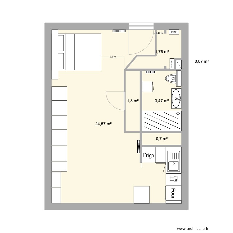 PLAN 9 AV LEMERAY AVEC AMELIORATION. Plan de 6 pièces et 32 m2