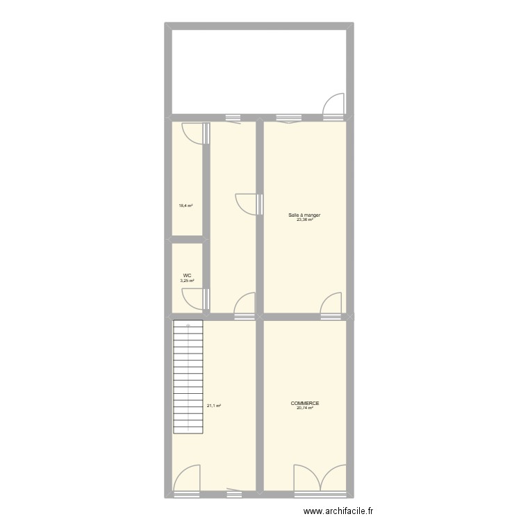 ding. Plan de 5 pièces et 87 m2