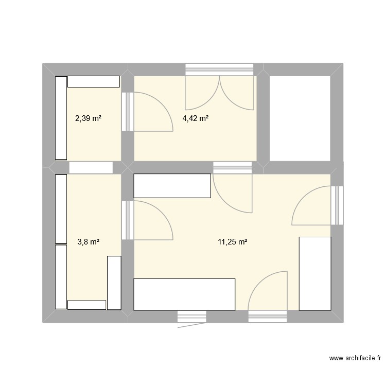 labo. Plan de 4 pièces et 22 m2