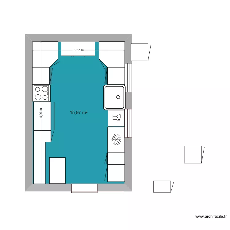CUISINE. Plan de 1 pièce et 16 m²