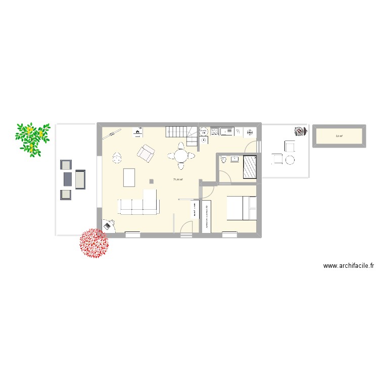 Maison Biarritz 3. Plan de 2 pièces et 75 m2
