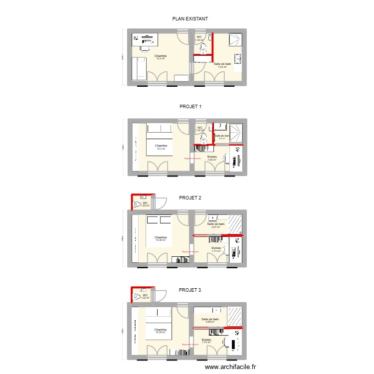 Projet Ch + SDB bas d&eacute;finitif. Plan de 0 pièce et 0 m2