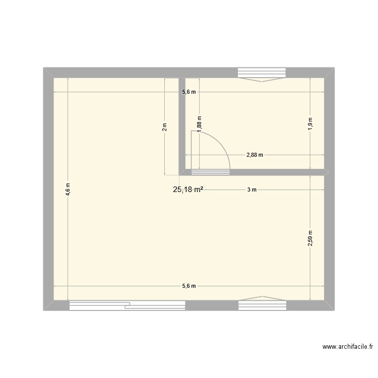 Plan atelier. Plan de 1 pièce et 25 m2
