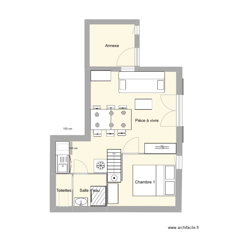 26 roches. Plan de 5 pièces et 30 m2