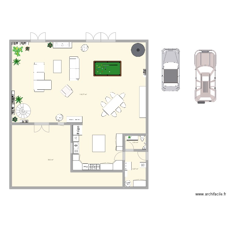 Essai1. Plan de 3 pièces et 169 m2