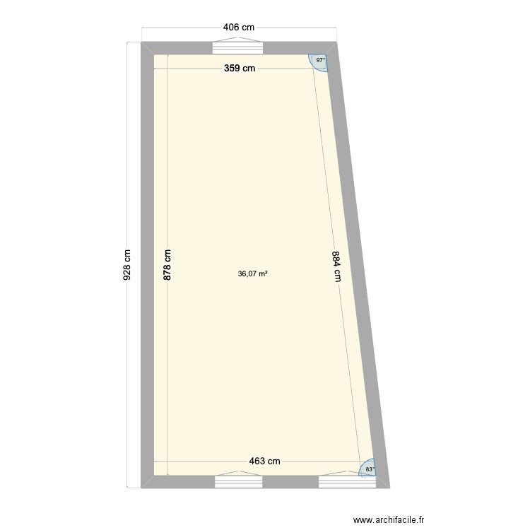 niveau 3 felletin vide . Plan de 1 pièce et 36 m2
