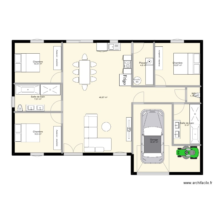 MAISON MODERNE. Plan de 9 pièces et 117 m2