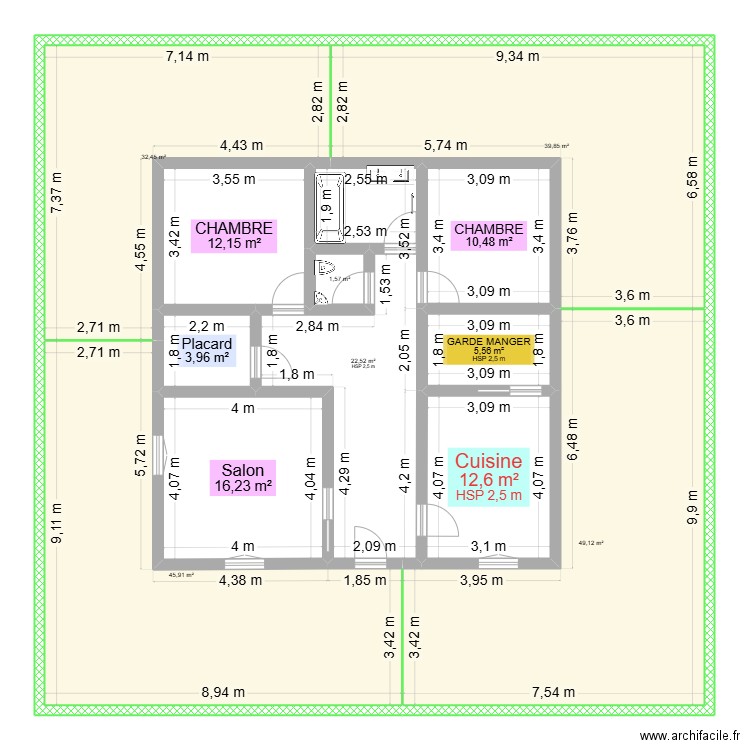 papa. Plan de 12 pièces et 252 m2