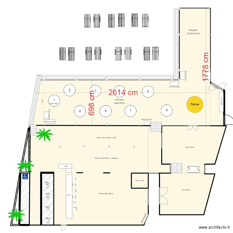 SAND BAR - Plan Rothman table ronde. Plan de 7 pièces et 643 m2