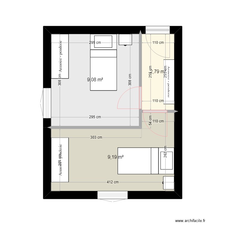 garage kenny. Plan de 3 pièces et 21 m2