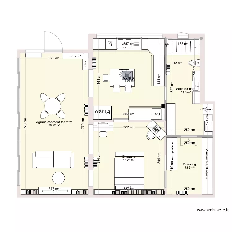 Projet avec enfilade . Plan de Projet avec enfilade . Plan de