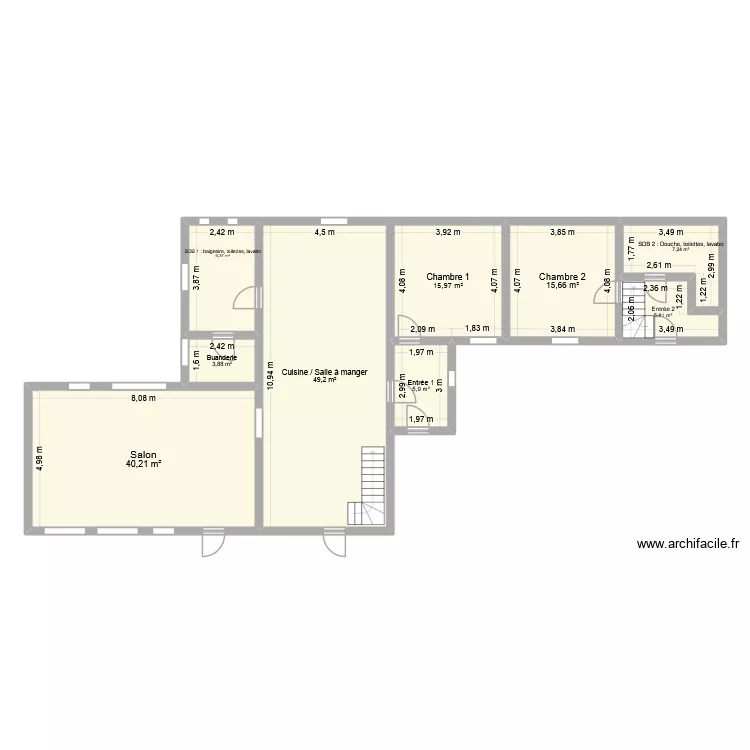 RdC Moulin Neris les Bains Duamelle. Plan de 9 Pièces et 153 m² RdC Moulin Neris les Bains Duamelle. Plan de 9 Pièces et 153 m²