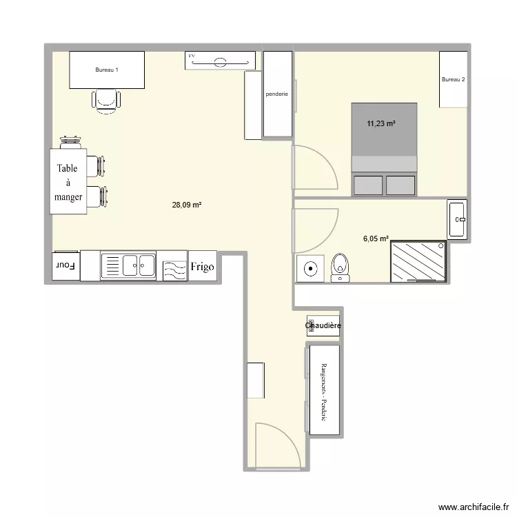 Appartement Pau. Plan de 5  et 48 m²
