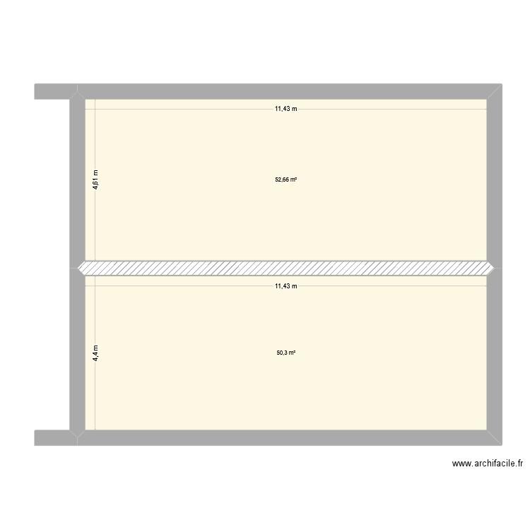 reprise RDC. Plan de 2 pièces et 103 m2