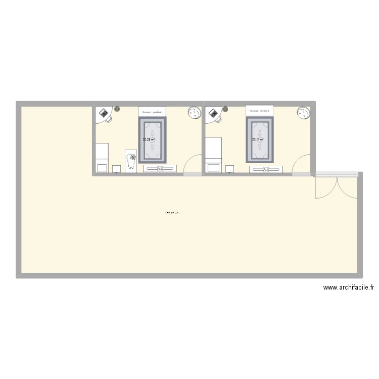 anas nuit. Plan de 3 pièces et 148 m2