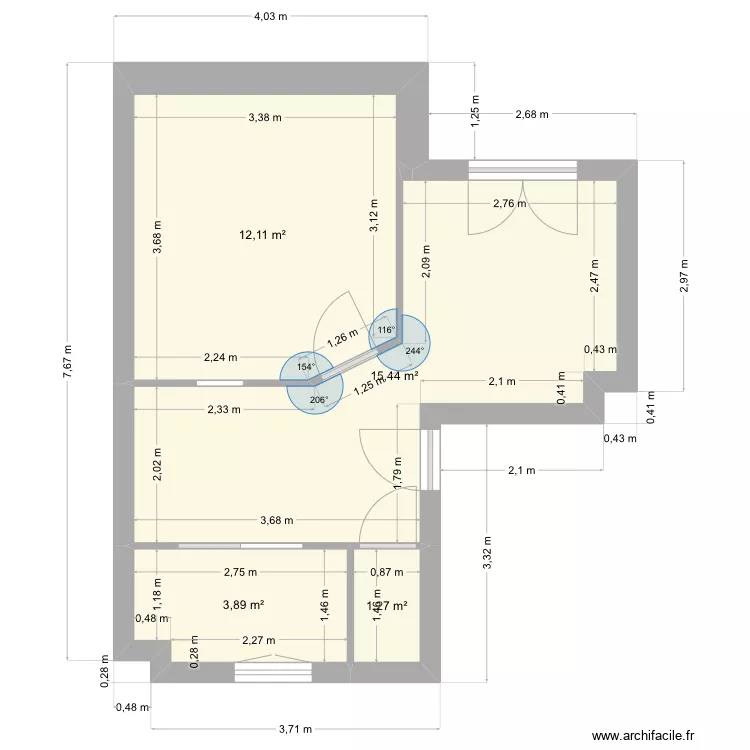 2EME ETAGE THOMAS vide sans murs sdb. Plan de 