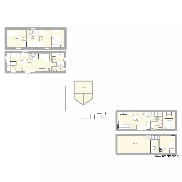 abc. Plan de 16  et 128 m²