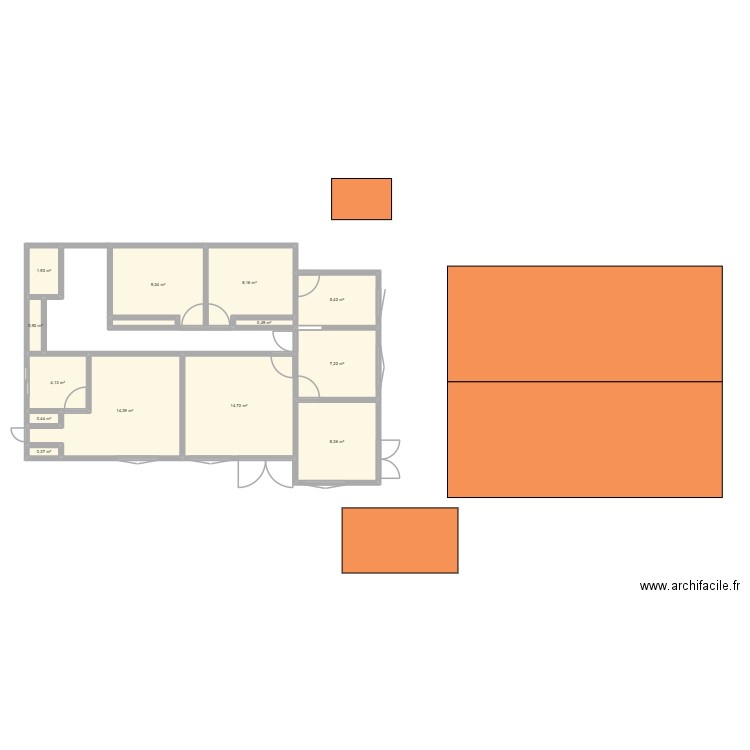 maison. Plan de 13 pièces et 76 m2