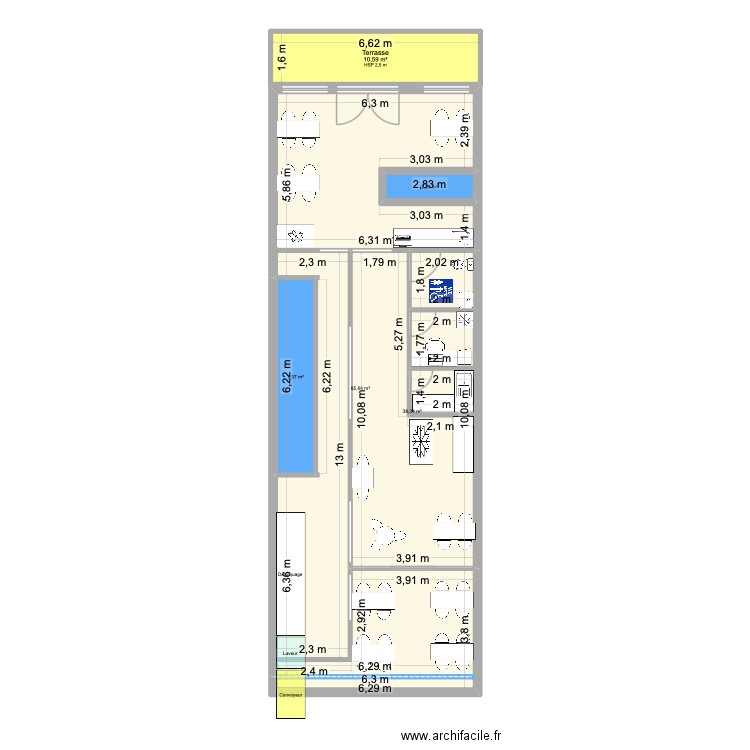 plant ordi degustation. Plan de 5 pièces et 124 m2