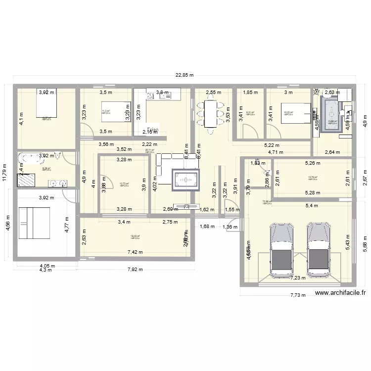 maison1. Plan de 11 pièces et 219 m²