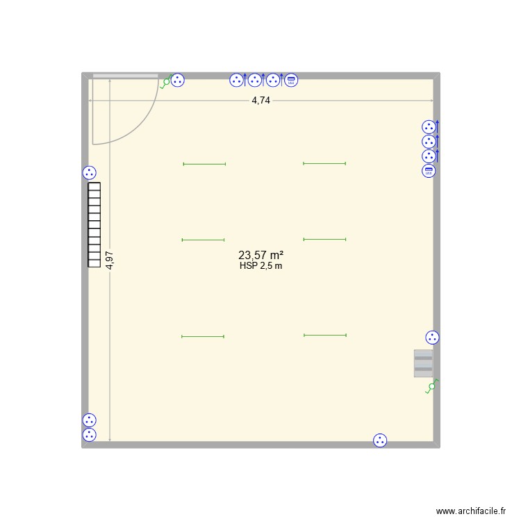 plan elec Bureau. Plan de 1 pièce et 24 m2