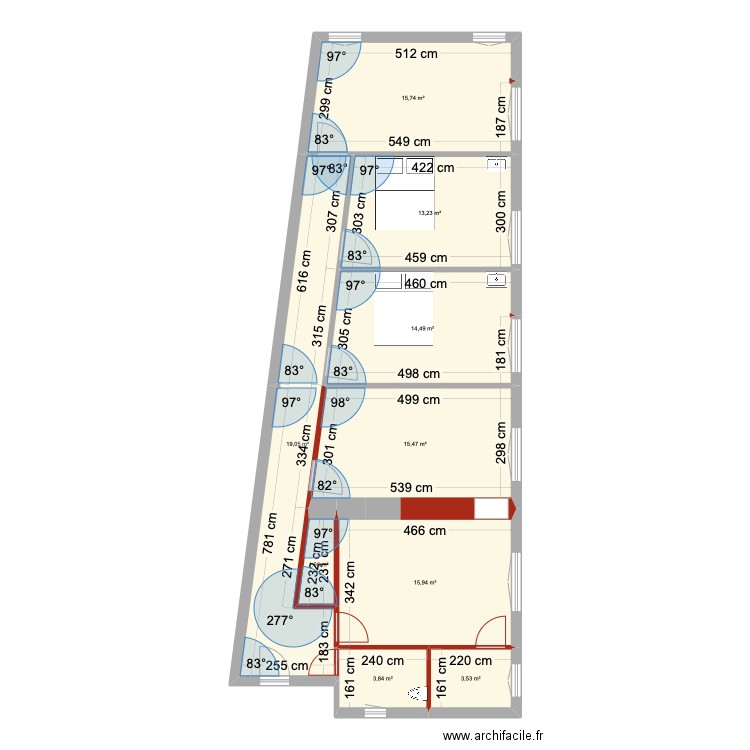 Jean Poisson. Plan de 9 pièces et 103 m2