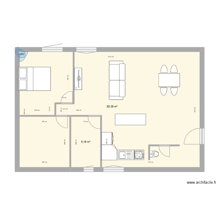 appartement Mairie. Plan de 2 pièces et 71 m2