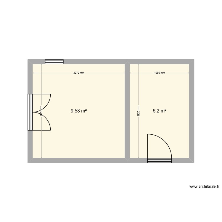 BIDARD. Plan de 2 pièces et 16 m2
